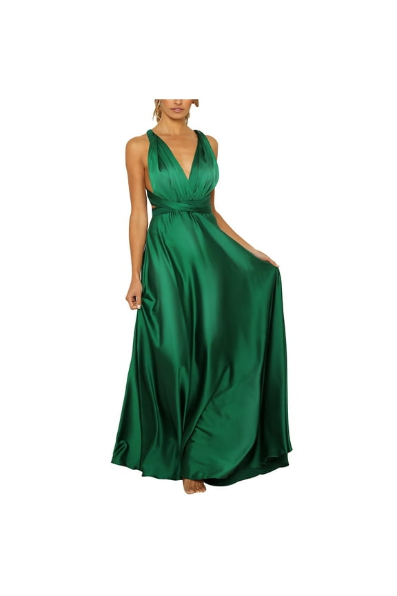 Wedding Guest Dresses,Prom Dresses es Ladies Long Women Elegant Halter Backless Crisn Satin Spaghetti Party Wedding Evening Party Dress Maxi Dresses,Formal Dresses,Graduation Dress Green Dress S