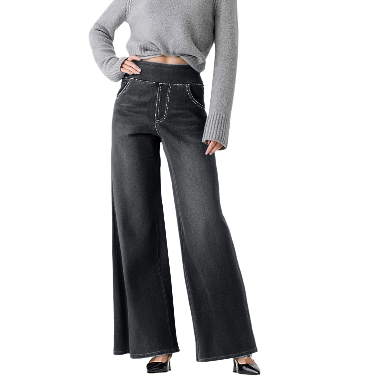 ELLEVEN Women's Barrel Leg Jeans - Stretchy Boyfriend Baggy Denim Pants, Mid Rise