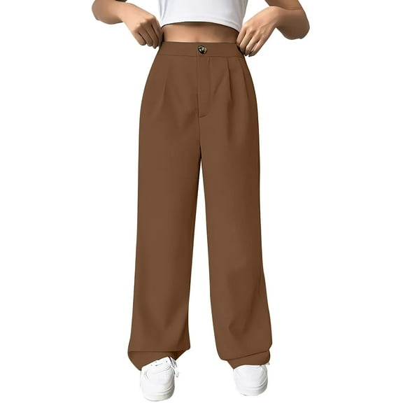 IDALL Wide Leg Pants Woman Dress Pants Women Womens Casual Wide Leg Dress Pants High Waist Tailored Down Pants With Pockets High Waisted Pants Womens Pants B M