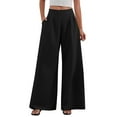 thumbnail image 1 of IDALL Wide Leg Pants Woman High Waisted Pants Wide Leg Tailored Pants For Women Casual High Waist Suit Pants Baggy Pants Womens Pants Black L, 1 of 8