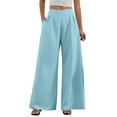 thumbnail image 1 of IDALL Wide Leg Pants Woman High Waisted Pants Wide Leg Tailored Pants For Women Casual High Waist Suit Pants Baggy Pants Womens Pants Blue 2 M, 1 of 8
