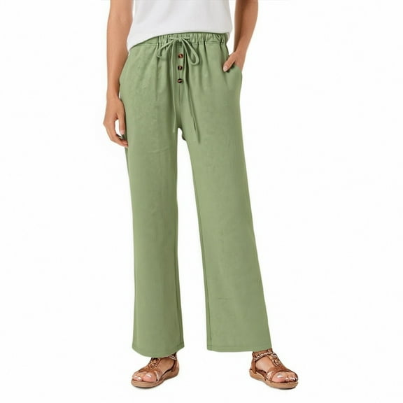 IDALL Wide Leg Pants Woman Lounge Pants Women Linen Pants Women's Lightweight Cargo Pants Jogging Bottoms Plain Elegant Hiking Pants Oversized Festive Pants Baggy Pants Womens Pants Green 3XL