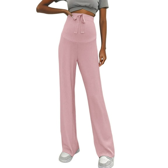 IDALL Wide Leg Pants Woman Lounge Pants Women Women's Ice Wide Leg Pants Summer Drape Straight Leg Pants Maternity Wear Pants Baggy Pants Womens Pants Pink L