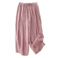thumbnail image 1 of IDALL Wide Leg Pants Woman Lounge Pants Women Women's Large Size Loose Women's Literary Nine Credit Cotton Leisure Pants Elastic Waist Casual Pants Plus Size Pants Womens Pants Red 2XL, 1 of 8
