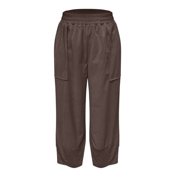 IDALL Wide Leg Pants Woman Lounge Pants Women Women's Linen Wide Leg Pants Casual Loose High Waist Beach Haren Pants Pockets Baggy Pants Womens Pants Coffee XL