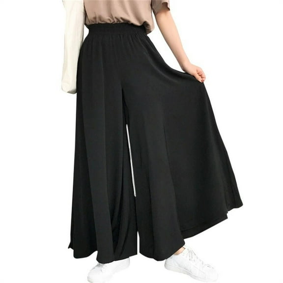 IDALL Wide Leg Pants Woman Lounge Pants Women Women's Loose Fit Large Size Elastic Waist Wide Leg Big Beach Casual Fashion Pants Baggy Pants Womens Pants Black 4XL