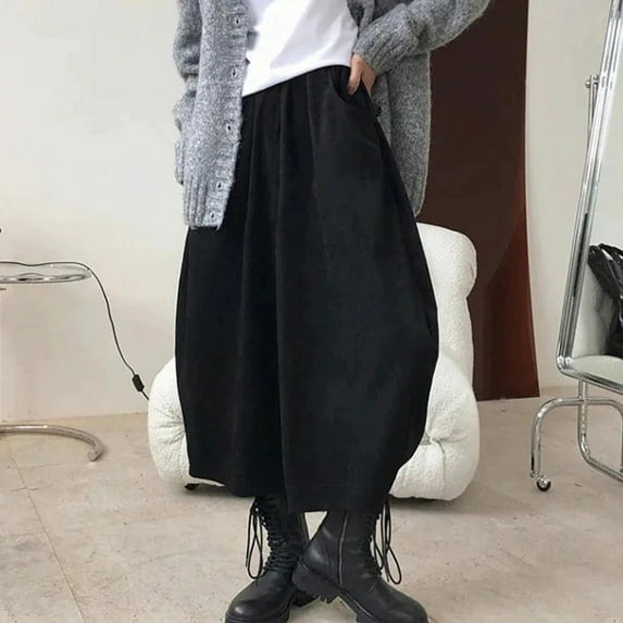 IDALL Wide Leg Pants Woman Womens Joggers Corduroy Barrel Pants Wide Leg Vintage Mid Baggy Pants Baggy Pants Summer Pants Black 3XL