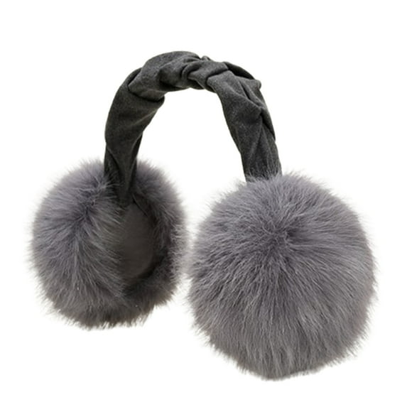 IDALL Winter Ear muffs Faux Fur Warm Earmuffs Cute Foldable Outdoor Ear Warmers For Women Gray One Size