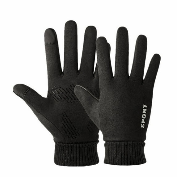 IDALL Winter Gloves for Women Men - Thermal Fleece Liner With Touchscreen, Warm Knit Winter Gloves for Cold Weather Black One Size