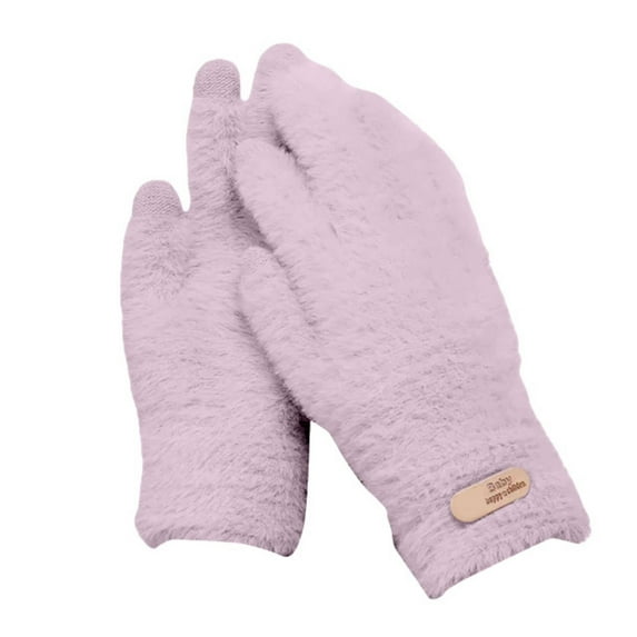 IDALL Winter Knit Gloves Warm Full Fingers Men Women with Upgraded Touch Screen - Anti-Slip Glove Fleece Lined Light Violet One Size