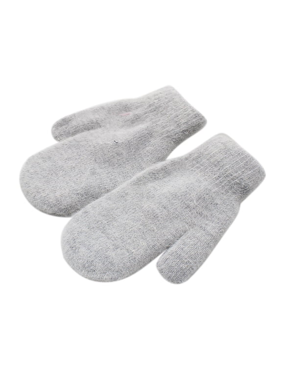 Winter Warm Mittens for Women, Cozy Thick Knitted Gloves & Mittens Warm Soft Lining Cold Weather Accessories Gifts Light Ashy One Size