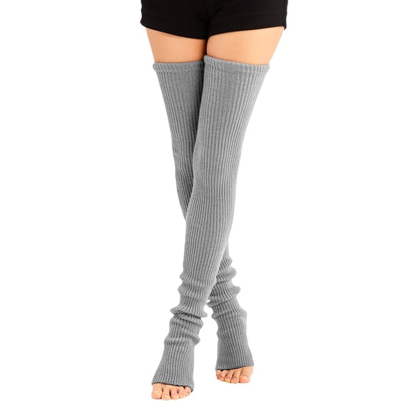 IDALL Women Thigh High Socks Extra Long Cotton Knit Warm Thick Tall Long Boot Stockings Leg Warmers Gray B