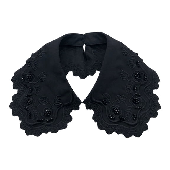 IDALL Women's Hollow Out Lace Floral Fake Collar Lolita Big Shawl False Collar for Summer Dress Black One Size