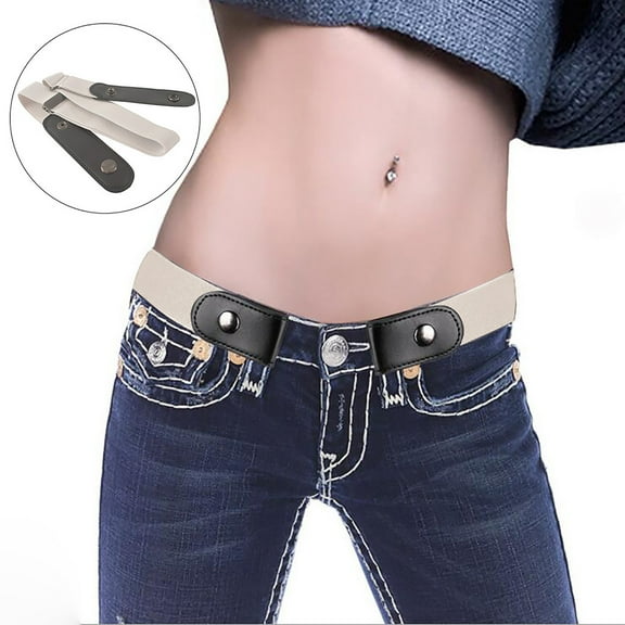 IDALL Womens Belt Western Belts Buckle-free Elastic Invisible Belt for Jeans No Bulge Waist Belts Wide Belts Clearance White One Size