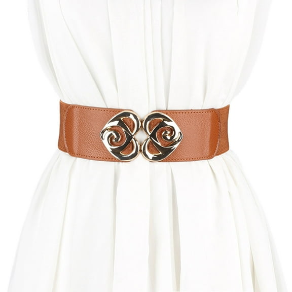 IDALL Womens Belt Wide Belts Ladies Fashion Atmosphere Wide Belt Decorative Elastic Girdle Versatile Waist Belt Leather Belt Clearance Khaki One Size