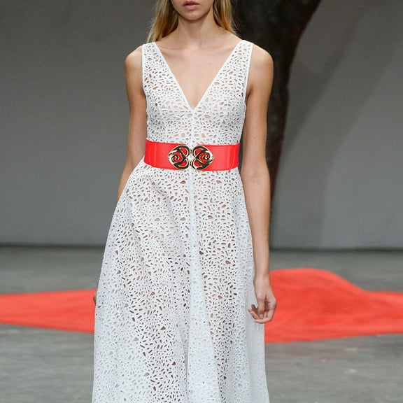 IDALL Womens Belt Wide Belts Ladies Fashion Atmosphere Wide Belt Decorative Elastic Girdle Versatile Waist Belt Leather Belt Clearance Red One Size