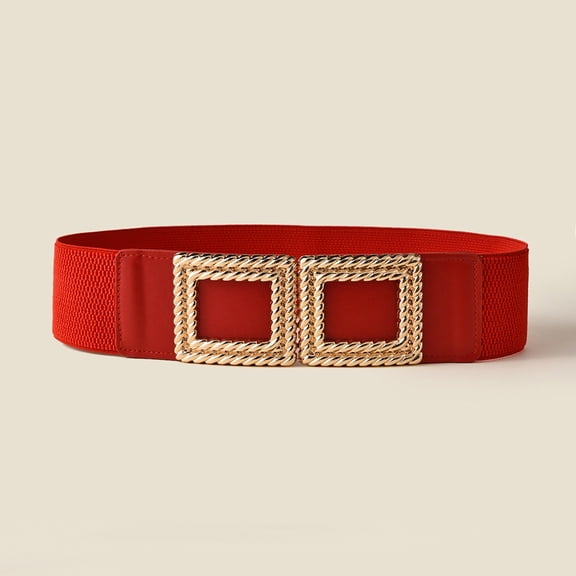 IDALL Womens Belt Wide Belts Women Fashion Waist Belt Narrow Stretch Dress Belt Thin Buckle Leather Waistband Leather Belt Clearance Red One Size