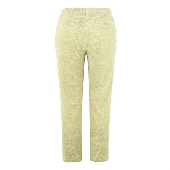 IDALL Womens Pants Pants for Women S Sweatpants Elastic High Waist Fleece Leggings Thermal Full Length Winter Pants Thermal Leggings for Women Pajama Pants Khaki L