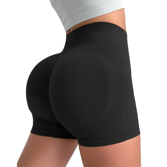 IDALL Womens Shorts Workout Shorts Women Workout Impact Shorts 4.5" Scrunch Butt Lifting Gym Shorts Seamless Booty Biker Shorts Gym Clothes Yoga Shorts Black S