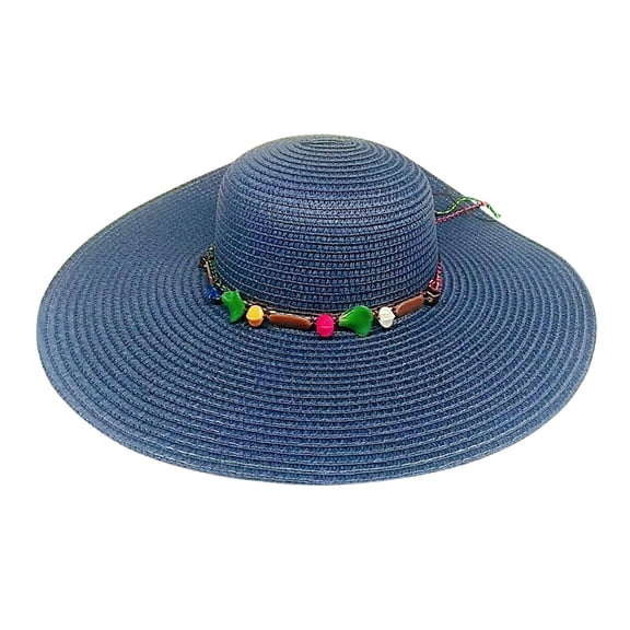 IDALL Womens Sun Straw Hat Wide Brim UPF 80 Summer Hat Foldable Packable Floppy Beach Hats for Women Navy One Size