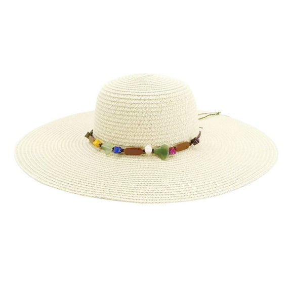 IDALL Womens Sun Straw Hat Wide Brim UPF 80 Summer Hat Foldable Packable Floppy Beach Hats for Women White One Size
