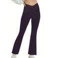 thumbnail image 1 of IDALL Yoga Pants Women Flare Pants for Women Women Leggings High Waist Stretchy Yoga Workout Causal Trendy Pants With Pockets Wide Leg Pants Woman High Waisted Pants Purple XL, 1 of 6
