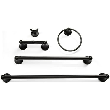 IDB Rust Resistant Towel Holders, Black, 5 Count