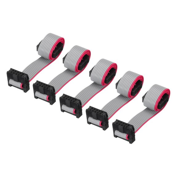 IDC 10Pin Flat Ribbon Cable, 2.0mm Pitch FC to FC Connector 20cm Length Grey Jumper Wire Computer DVD, 5Pcs