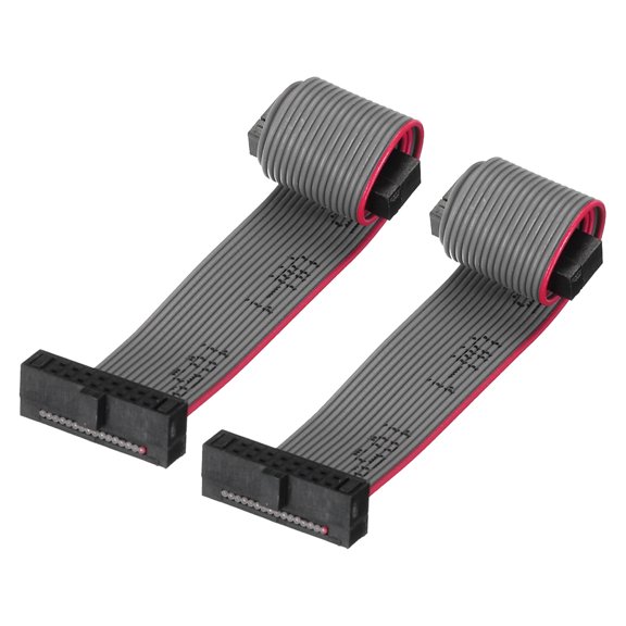 IDC 16Pin Flat Ribbon Cable, 1.27mm Pitch FC to FC Connector 10cm Length Grey Jumper Wire Computer DVD, 2Pcs