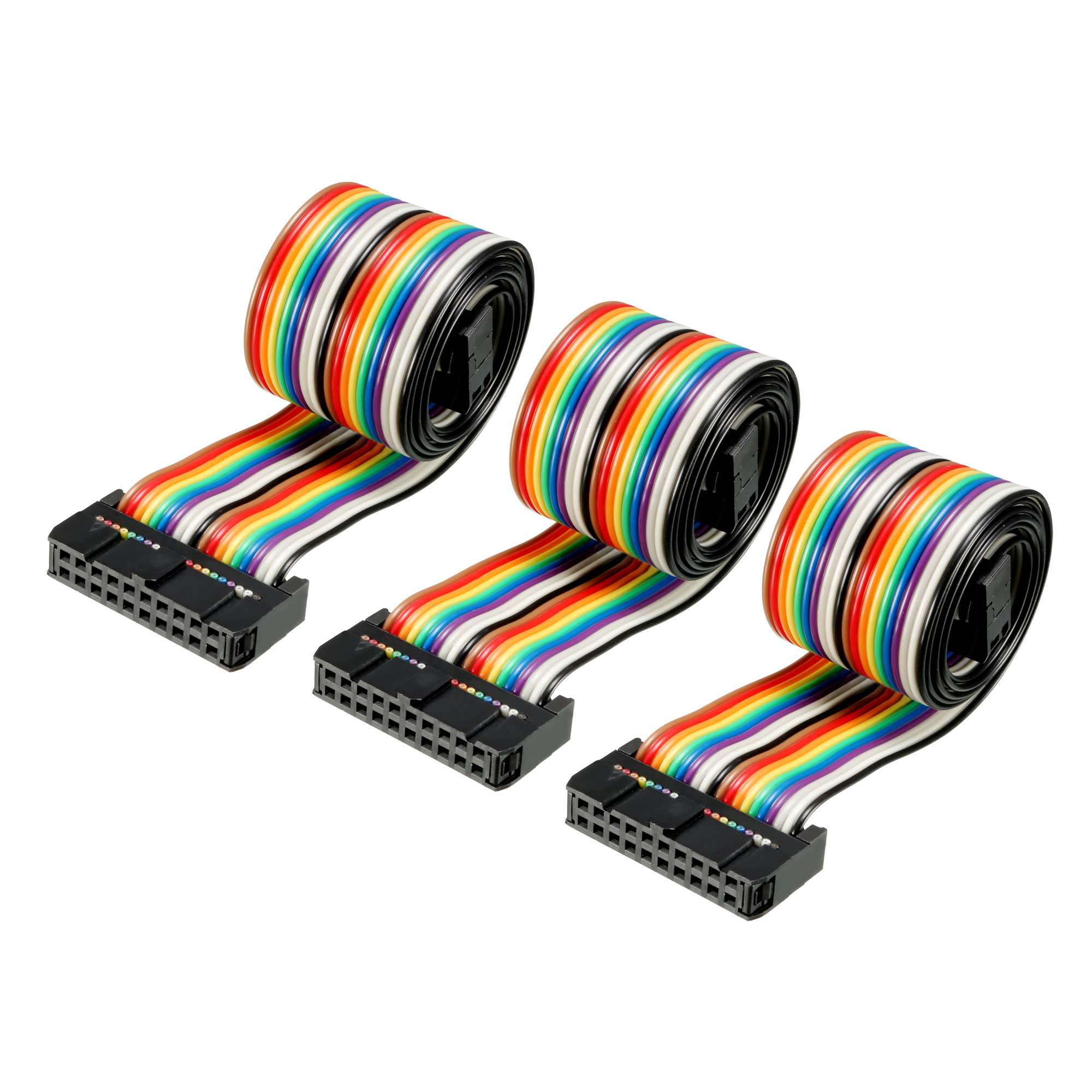 IDC 20P Wire Flat Rainbow Ribbon Cable 48cm 2.54mm Pitch 3pcs
