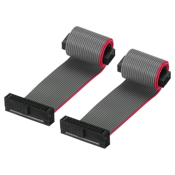 IDC 20Pin Flat Ribbon Cable, 1.27mm Pitch FC to FC Connector 10cm Length Grey Jumper Wire Computer DVD, 2Pcs