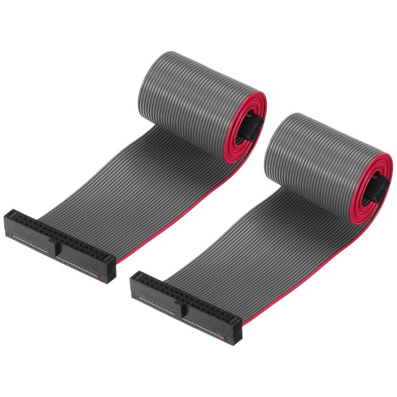 IDC 34Pin Flat Ribbon Cable, 1.27mm Pitch FC to FC Connector 30cm Length Grey Jumper Wire Computer DVD, 2Pcs