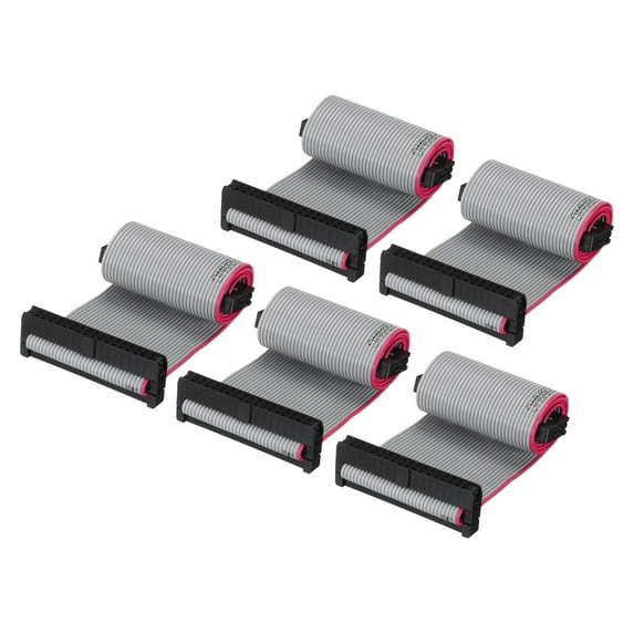 IDC 34Pin Flat Ribbon Cable, 2.0mm Pitch FC to FC Connector 20cm Length Grey Jumper Wire Computer DVD, 5Pcs