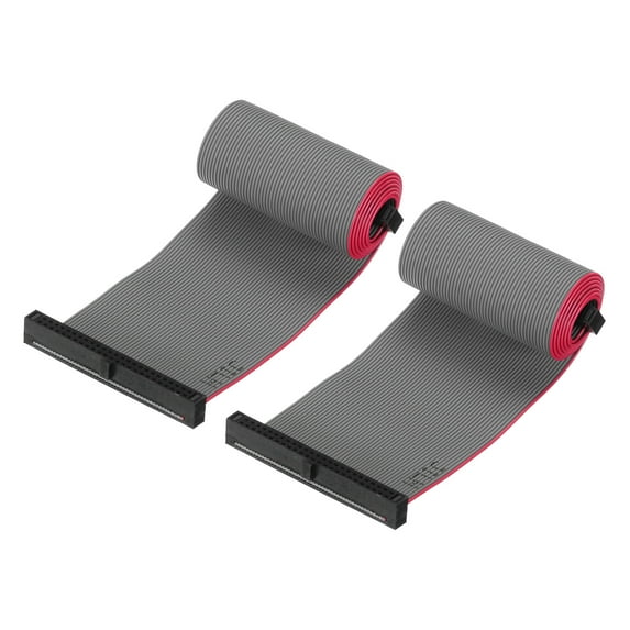 IDC 50Pin Flat Ribbon Cable, 1.27mm Pitch FC to FC Connector 30cm Length Grey Jumper Wire Computer DVD, 2Pcs