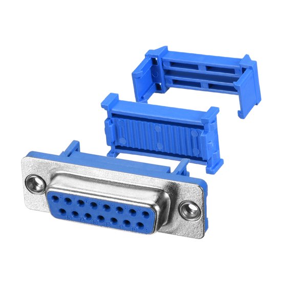 IDC D-Sub Ribbon Cable Connector 15-pin Female IDC Crimp Port Blue 5pcs