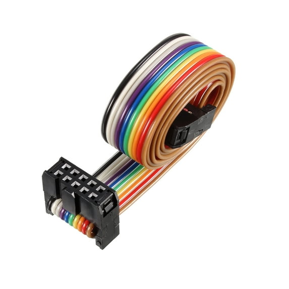 IDC Rainbow Wire Flat Ribbon Cable 10P D-type FC/FC Connector 2.54mm Pitch 0.5m Length