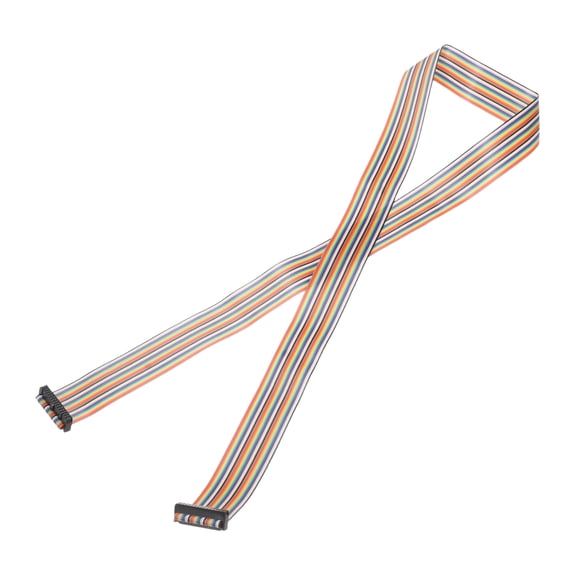 IDC Rainbow Wire Flat Ribbon Cable 2.54mm Pitch 30 Pin FC Dual Female Black Connector for DIY Experiment 4 Ft Length 1 Pcs