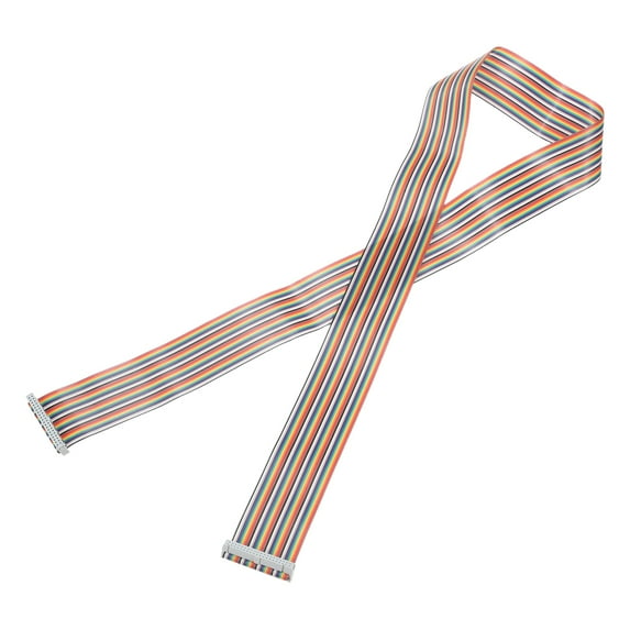 IDC Rainbow Wire Flat Ribbon Cable 2.54mm Pitch 40 Pin FC Dual Female Gray Connector for DIY Experiment 4 Ft Length 1 Pcs