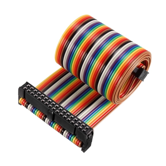 IDC Rainbow Wire Flat Ribbon Cable 34P D-type FC/FC Connector 2.54mm Pitch 0.5m Length