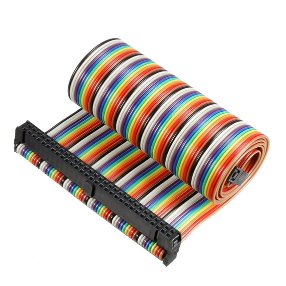 IDC Rainbow Wire Flat Ribbon Cable 60P D-type FC/FC Connector 2.54mm Pitch 0.5m Length