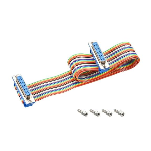 Uxcell DB25 F/F IDC Rainbow Wire Flat Ribbon Cable Connector Ribbon Multicolor 1pcs