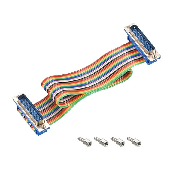 IDC Rainbow Wire Flat Ribbon Cable DB25 Male to DB25 Male Connector 2.54mm Pitch 11.8inch Long
