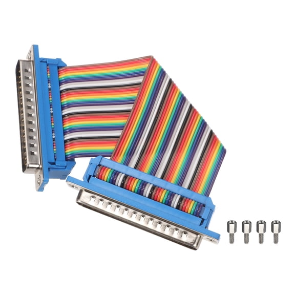 IDC Rainbow Wire Flat Ribbon Cable DB37 Male to DB37 Female 3.9 Inch Length 2.54mm Pitch Breadboard Jumper Wires for Electronic Projects
