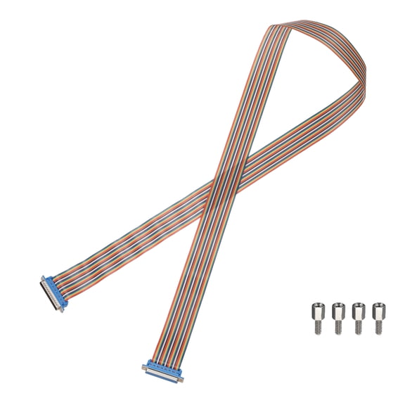 IDC Rainbow Wire Flat Ribbon Cable DB37 Male to DB37 Female 59 Inch Length 2.54mm Pitch Breadboard Jumper Wires for Electronic Projects