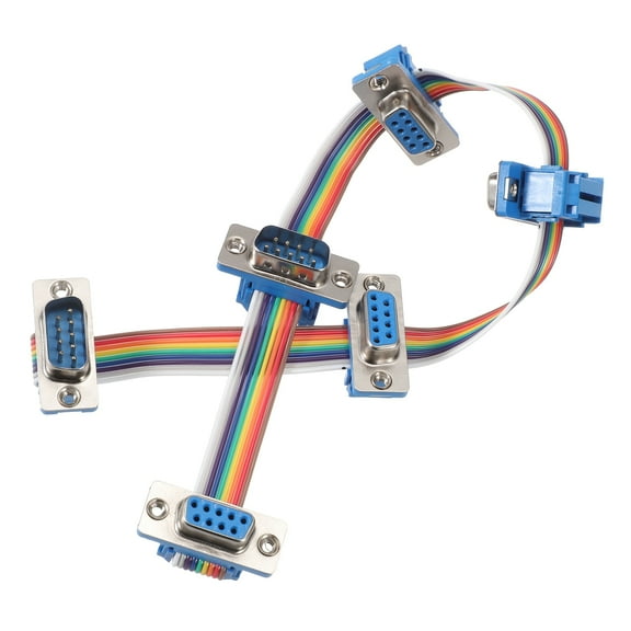 IDC Rainbow Wire Flat Ribbon Cable DB9 13 Inch Length 2.54mm Pitch Breadboard Jumper Wires RS485 RS232 Extension Cable for Multi-port Parallel Hub
