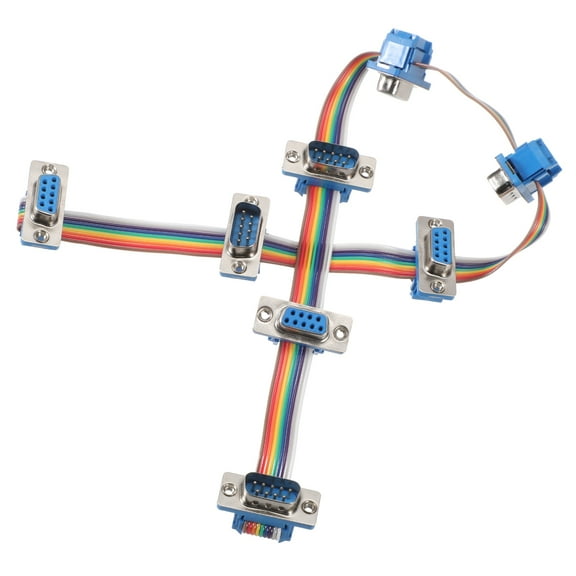IDC Rainbow Wire Flat Ribbon Cable DB9 18.5 Inch Length 2.54mm Pitch Breadboard Jumper Wires RS485 RS232 Extension Cable for Multi-port Parallel Hub