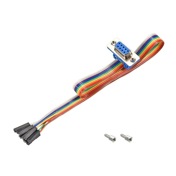 IDC Rainbow Wire Flat Ribbon Cable DB9 Female to 9P Connector 2.54mm Pitch 11.8inch Long