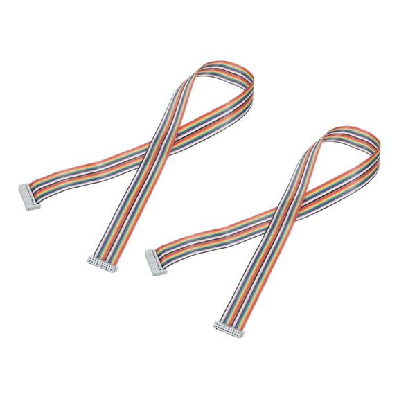 IDC Wire Flat Ribbon Cable 2.54mm Pitch 20 Pin Connection Line FC Dual Female Gray Connecto 3.3 Ft Length 2 Pcs