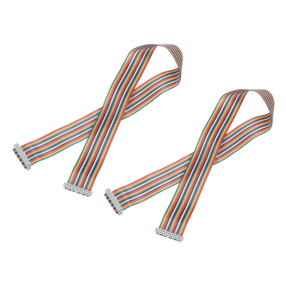 IDC Wire Flat Ribbon Cable 2.54mm Pitch 26 Pin Connection Line FC Dual Female Gray Connecto 2 Ft Length 2 Pcs