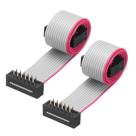 IDC Wire Flat Ribbon Cable FC/FD Connector A-type 12Pins 2.54mm Pitch 0.3Meters Long, 2pcs